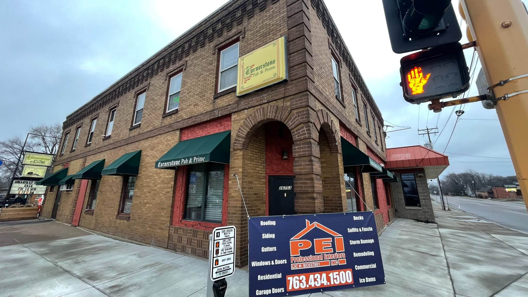 Wyoming, MN General Contractor replacing rubber roof on local Cornerstone Pub and Prime