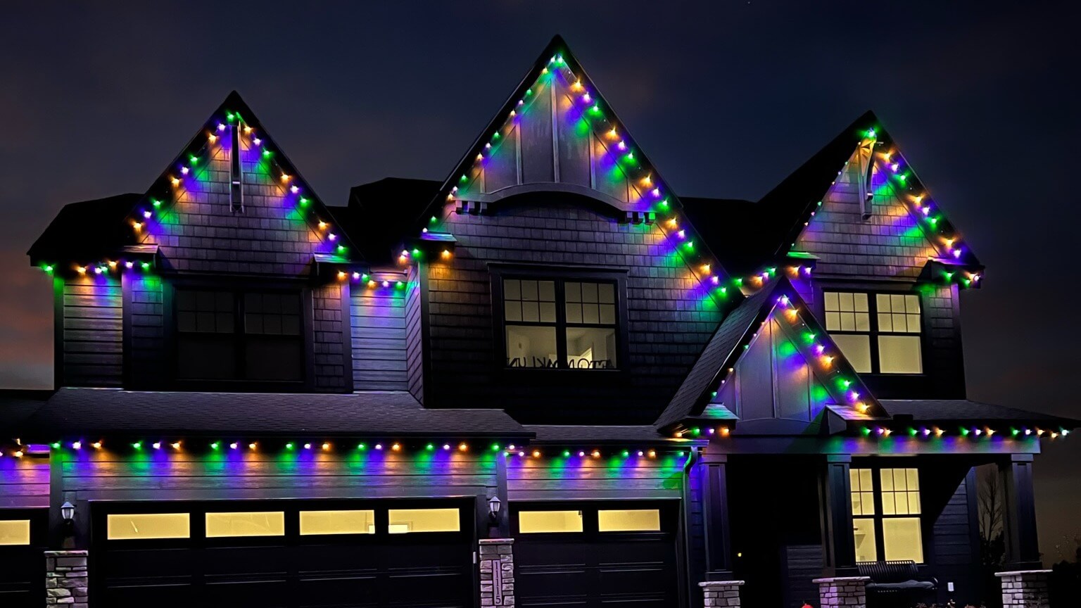 Minnesota home with permanent lighting set for Halloween